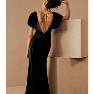 Jenny Yoo ellis velvet open back dress- emerald green, size 4. Worn once
